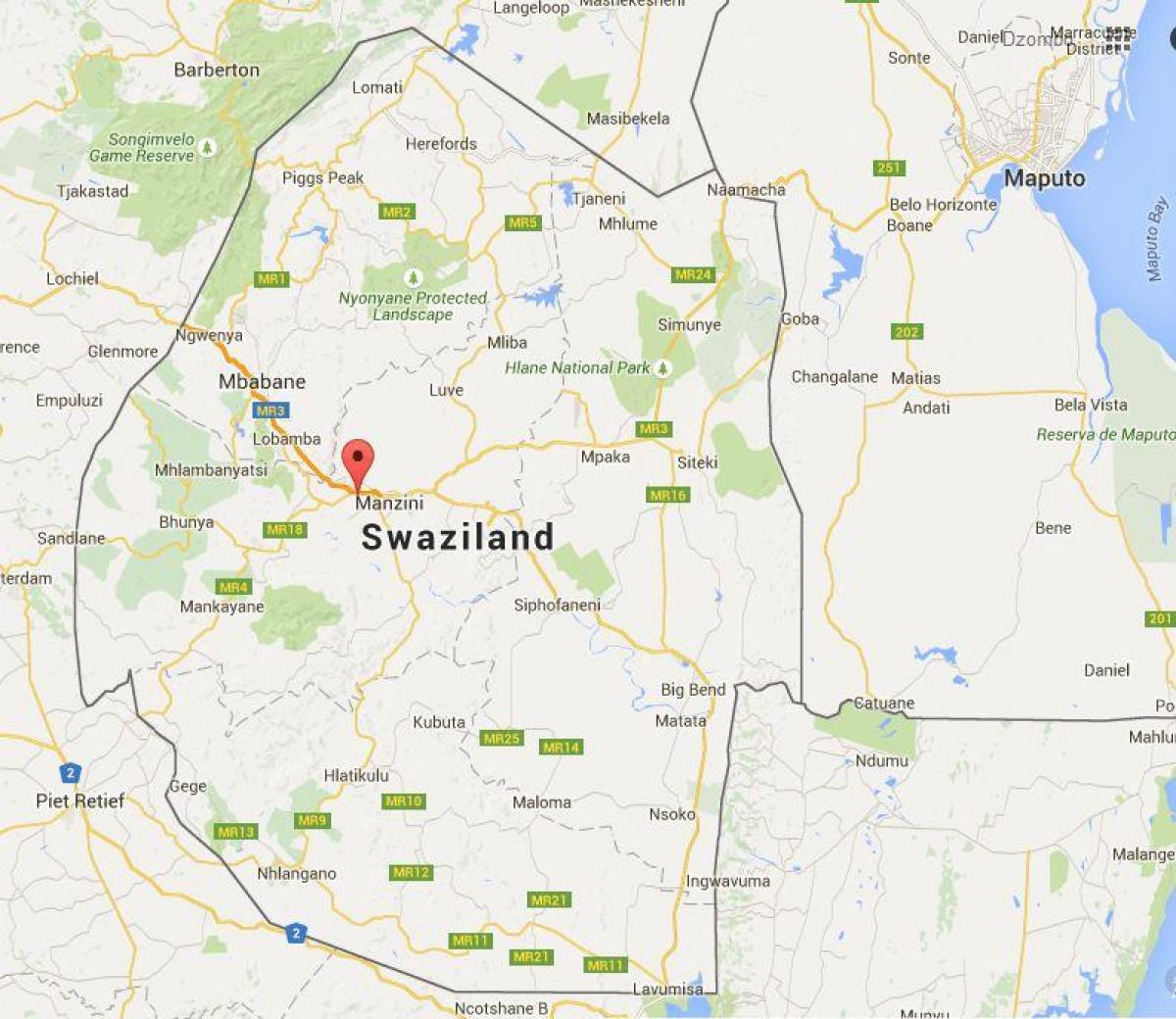 Karta över matsapha Swaziland