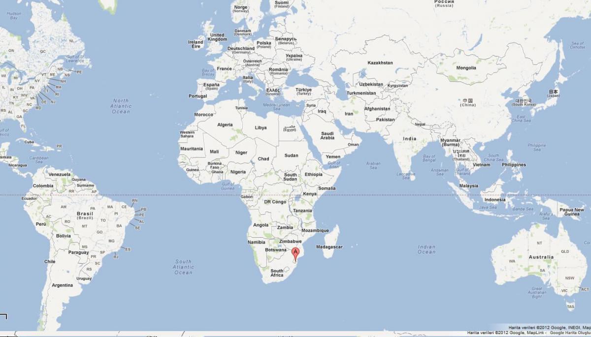 Karta över Swaziland på världen
