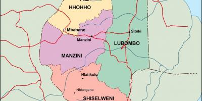 Karta över Swaziland