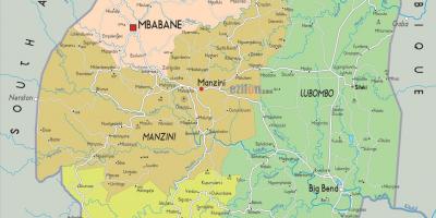 Karta över manzini i Swaziland