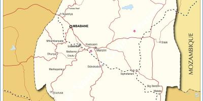 Karta över nhlangano Swaziland