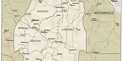 Karta över siteki Swaziland
