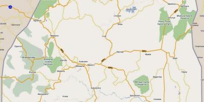 Karta över Swaziland med vägar