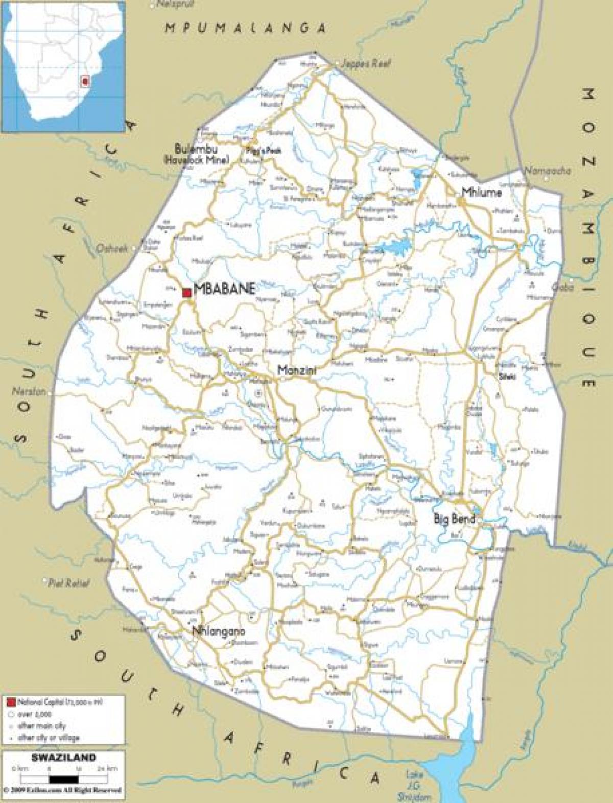 Karta över mbabane i Swaziland