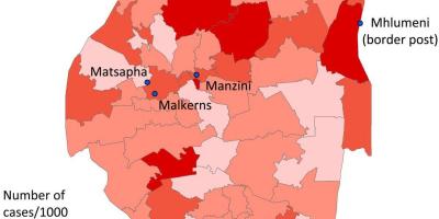 Karta över Swaziland malaria